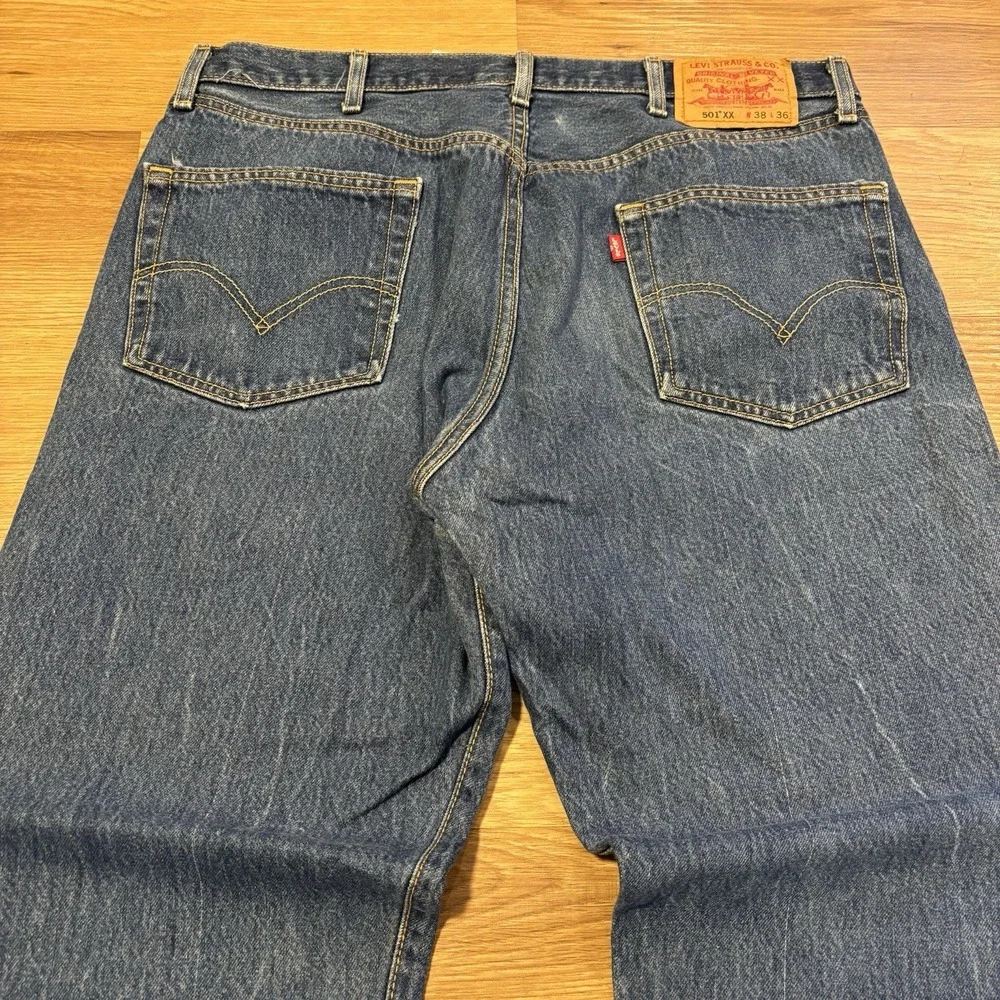 VTG Levis 501 XX Jeans Mens 38x36 Fits 35x32 Blue Cotton Denim Button Fly Faded